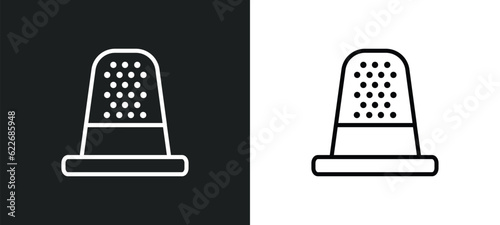 sewing thimble outline icon in white and black colors. sewing thimble flat vector icon from sew collection for web, mobile apps and ui.