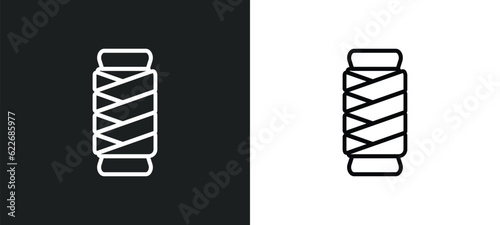 thread outline icon in white and black colors. thread flat vector icon from sew collection for web, mobile apps and ui.