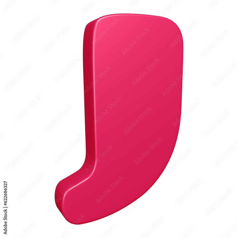 3D pink alphabet letter j for education and text concept 3D pink alphabet letter j for education and text concept