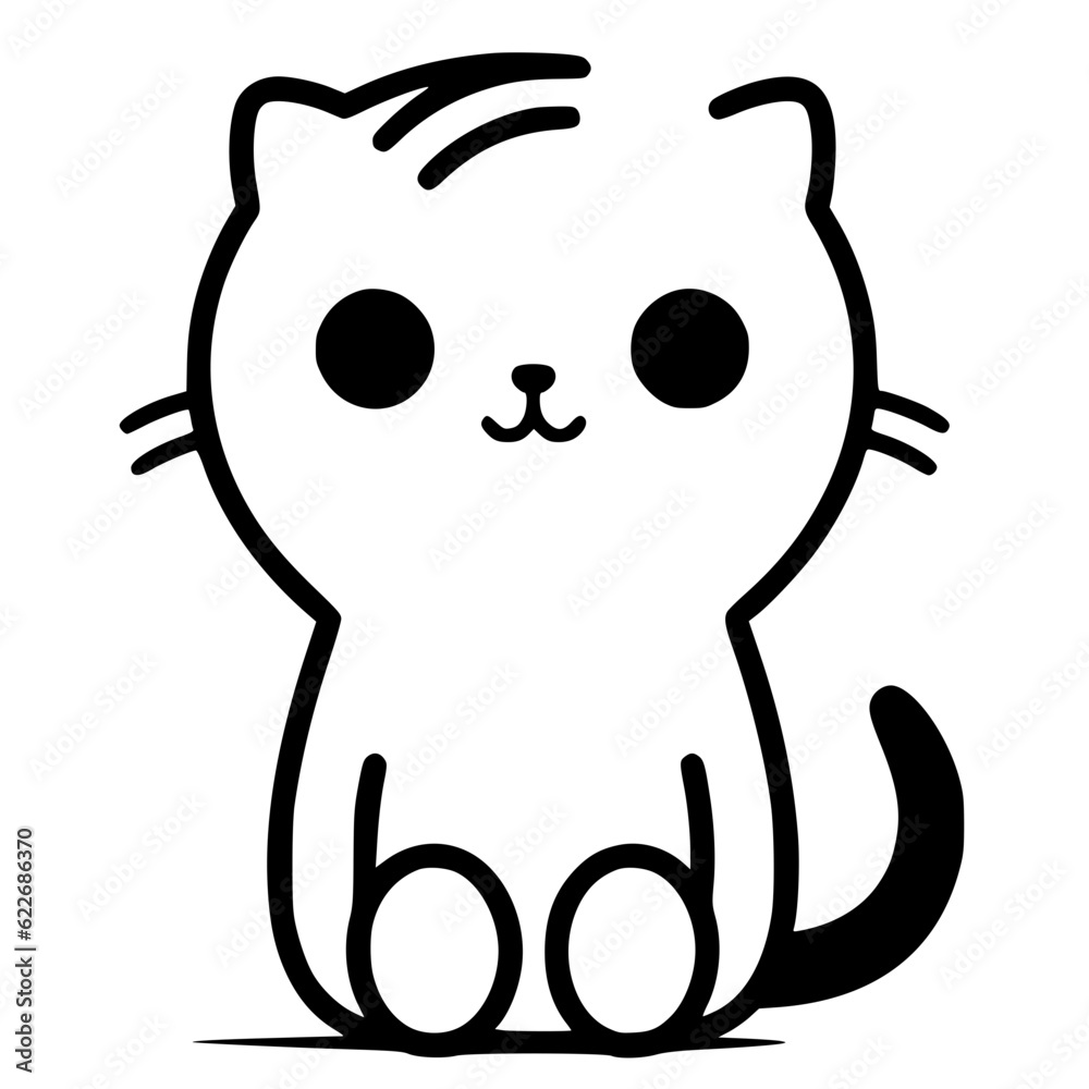Fototapeta premium cat, Cat outline vector, World cat day, International cat day, Cat silhouette illustration