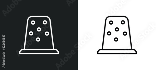 thimble outline icon in white and black colors. thimble flat vector icon from sew collection for web, mobile apps and ui.