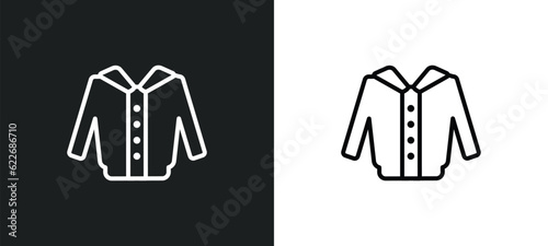 jacket outline icon in white and black colors. jacket flat vector icon from sew collection for web  mobile apps and ui.