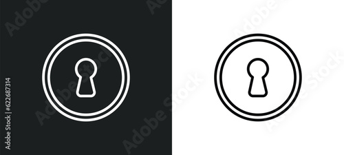 keyhole outline icon in white and black colors. keyhole flat vector icon from security collection for web, mobile apps and ui.