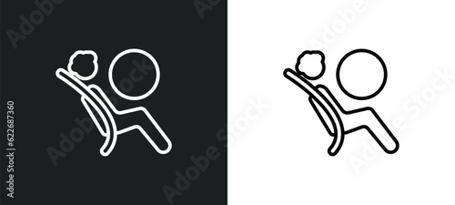 airbag outline icon in white and black colors. airbag flat vector icon from security collection for web, mobile apps and ui.