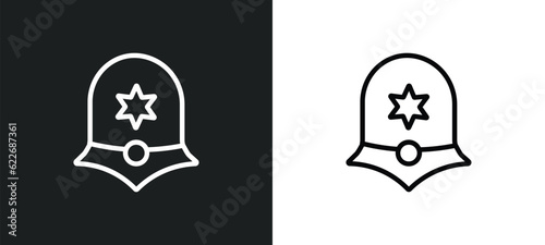 police helmet outline icon in white and black colors. police helmet flat vector icon from security collection for web, mobile apps and ui.