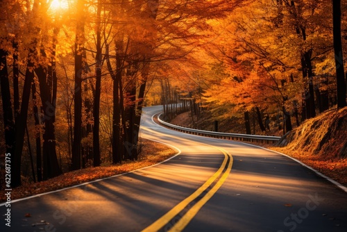 Windy Autumn Road - Fall Colors - Season Change © Arthur