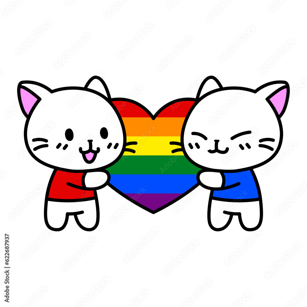 Fototapeta premium Vector Cartoon Cute Pride Cat Characters Isolated