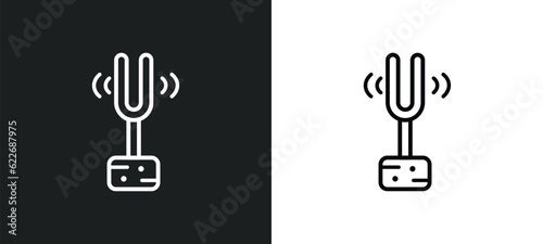 sound fork outline icon in white and black colors. sound fork flat vector icon from science collection for web, mobile apps and ui.