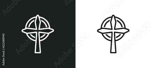 celtic cross outline icon in white and black colors. celtic cross flat vector icon from religion collection for web, mobile apps and ui. photo