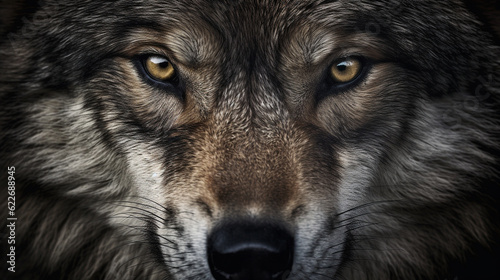 Tableau sur toile gray wolf portrait HD 8K wallpaper Stock Photographic Image