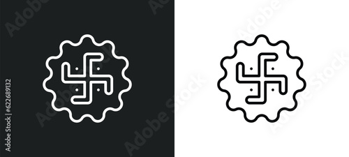 swastica outline icon in white and black colors. swastica flat vector icon from religion collection for web, mobile apps and ui.