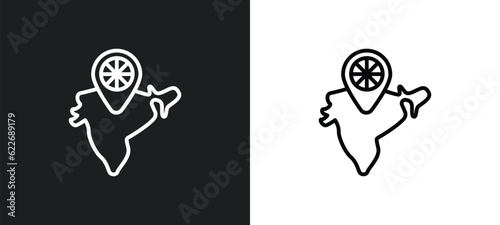 india outline icon in white and black colors. india flat vector icon from religion collection for web, mobile apps and ui.