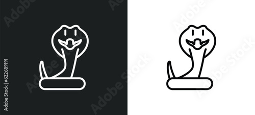 cobra outline icon in white and black colors. cobra flat vector icon from religion collection for web, mobile apps and ui.
