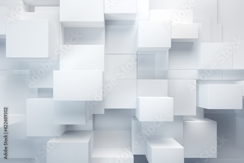 Minimalist Abstract Background of Geometric Shapes in Varying Shades of White Created with Generative AI