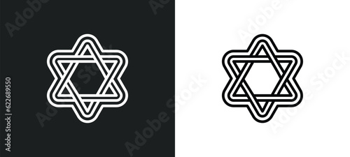 star of david outline icon in white and black colors. star of david flat vector icon from religion collection for web, mobile apps and ui.