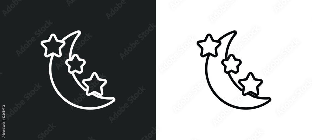 star and crescent moon outline icon in white and black colors. star and crescent moon flat vector icon from religion collection for web, mobile apps ui.