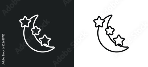 star and crescent moon outline icon in white and black colors. star and crescent moon flat vector icon from religion collection for web, mobile apps ui.