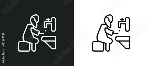 wudu outline icon in white and black colors. wudu flat vector icon from religion collection for web, mobile apps and ui.