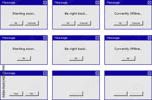 Retro computer dialog box with streaming message overlay for streamers