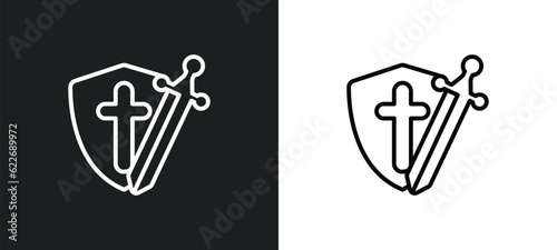 crusade outline icon in white and black colors. crusade flat vector icon from religion collection for web, mobile apps and ui.
