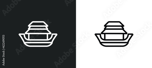 noah ark outline icon in white and black colors. noah ark flat vector icon from religion collection for web, mobile apps and ui.