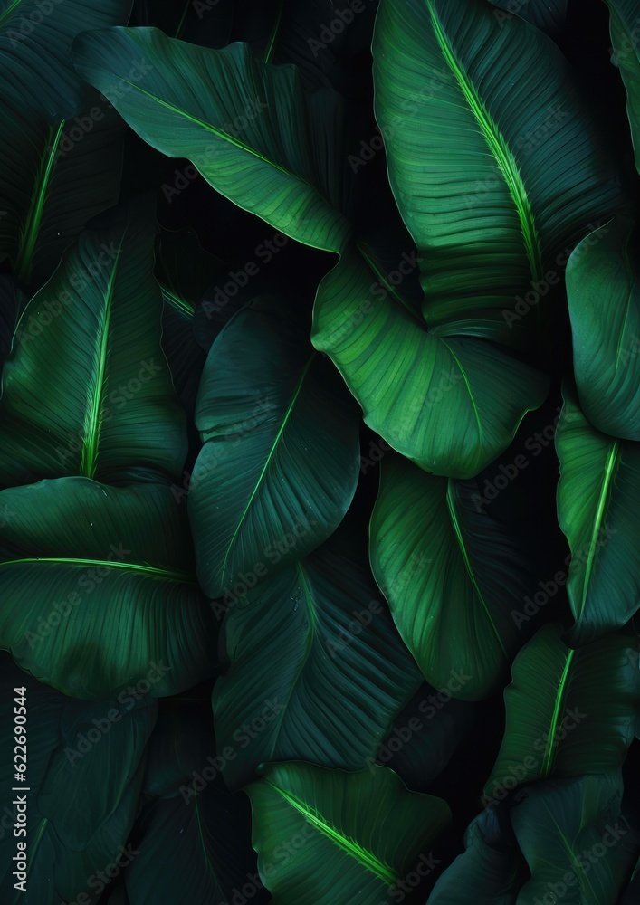 Abstract green leaf texture, nature background, tropical. Generative Ai. Abstract green leaf texture, nature background, tropical. Generative Ai.