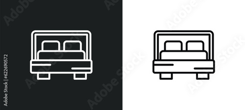 bedroom outline icon in white and black colors. bedroom flat vector icon from real estate collection for web, mobile apps and ui.