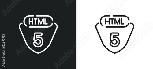 html5 outline icon in white and black colors. html5 flat vector icon from programming collection for web, mobile apps and ui.