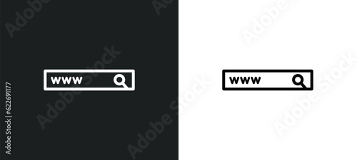 web domain outline icon in white and black colors. web domain flat vector icon from seo collection for web, mobile apps and ui.