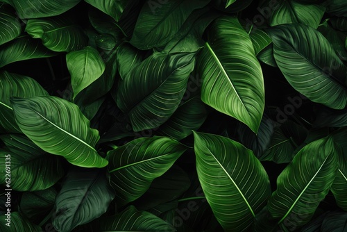 Abstract green leaf texture, nature background, tropical. Generative Ai. © annamaria