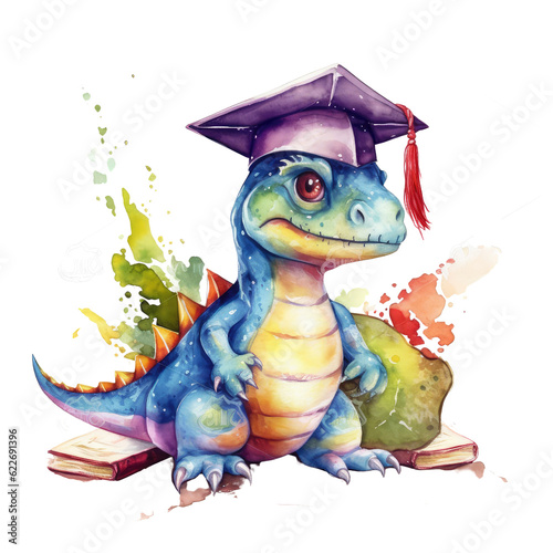 Dinosaur Graduation Prehistoric Achievers Watercolor Sublimation Embarking on Scholarly University Triumphs