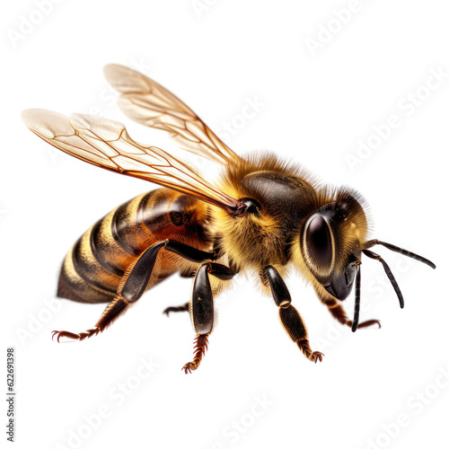 Honey bee cutout isolated on white transparent background
