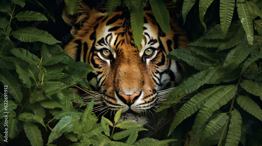 portrait of a tiger HD 8K wallpaper Stock Photographic Image