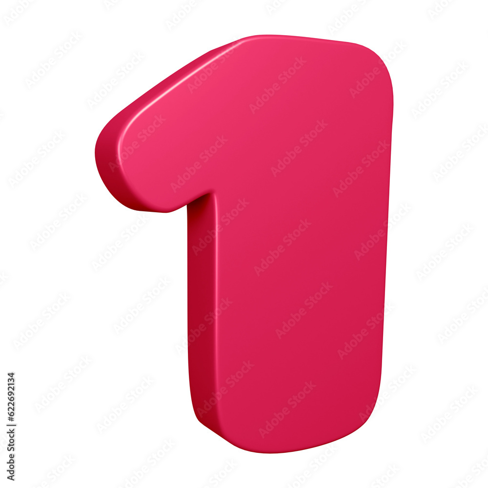 3d pink number 1 design for math, business and education concept 3d pink number 1 design for math, business and education concept