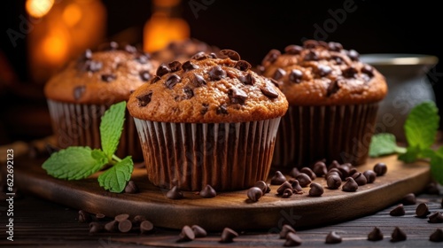 chocolate muffin and coffee