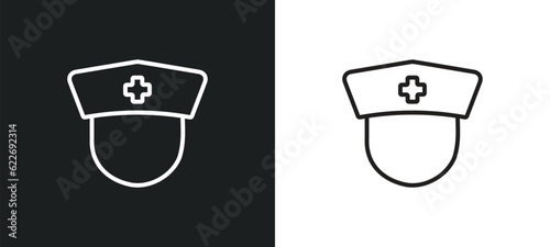 nurse outline icon in white and black colors. nurse flat vector icon from professions collection for web, mobile apps and ui.