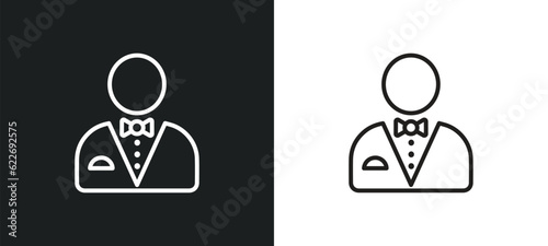 butler outline icon in white and black colors. butler flat vector icon from professions collection for web, mobile apps and ui.