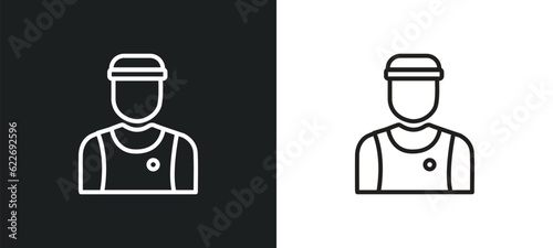 athlete outline icon in white and black colors. athlete flat vector icon from professions collection for web, mobile apps and ui.