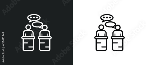 debate outline icon in white and black colors. debate flat vector icon from political collection for web, mobile apps and ui.