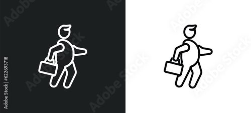 worker running outline icon in white and black colors. worker running flat vector icon from people collection for web, mobile apps and ui.