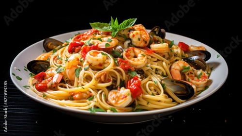 pasta with seafood and shrimps