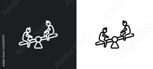 childs playing in playgrpound outline icon in white and black colors. childs playing in playgrpound flat vector icon from people collection for web, mobile apps and ui.