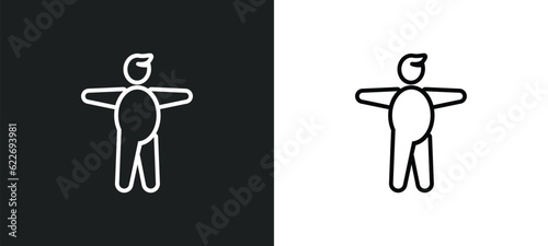 standing frontal man outline icon in white and black colors. standing frontal man flat vector icon from people collection for web, mobile apps and ui.
