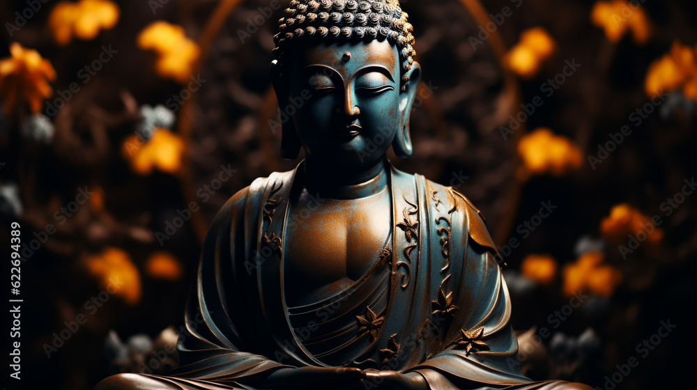 Buddha statue in the temple. Generative AI Buddha statue in the temple. Generative AI