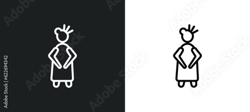 Canvas Print japan geisha outline icon in white and black colors