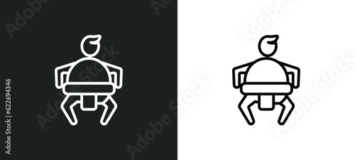 sumo fighter outline icon in white and black colors. sumo fighter flat vector icon from people collection for web, mobile apps and ui.