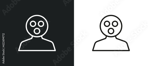 surprised smile outline icon in white and black colors. surprised smile flat vector icon from people collection for web, mobile apps and ui.