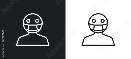 sick smile outline icon in white and black colors. sick smile flat vector icon from people collection for web, mobile apps and ui.