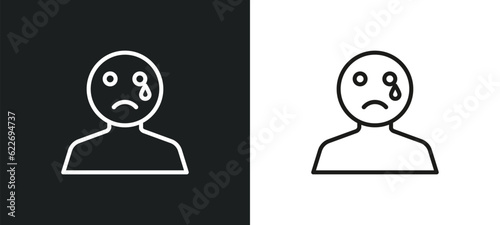 sad smile outline icon in white and black colors. sad smile flat vector icon from people collection for web, mobile apps and ui.