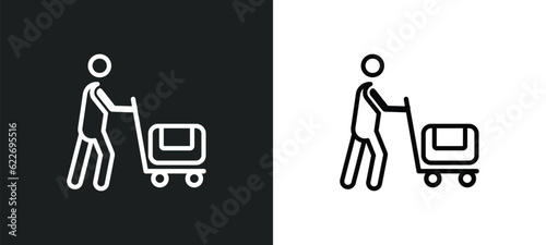 worker loading outline icon in white and black colors. worker loading flat vector icon from people collection for web, mobile apps and ui.